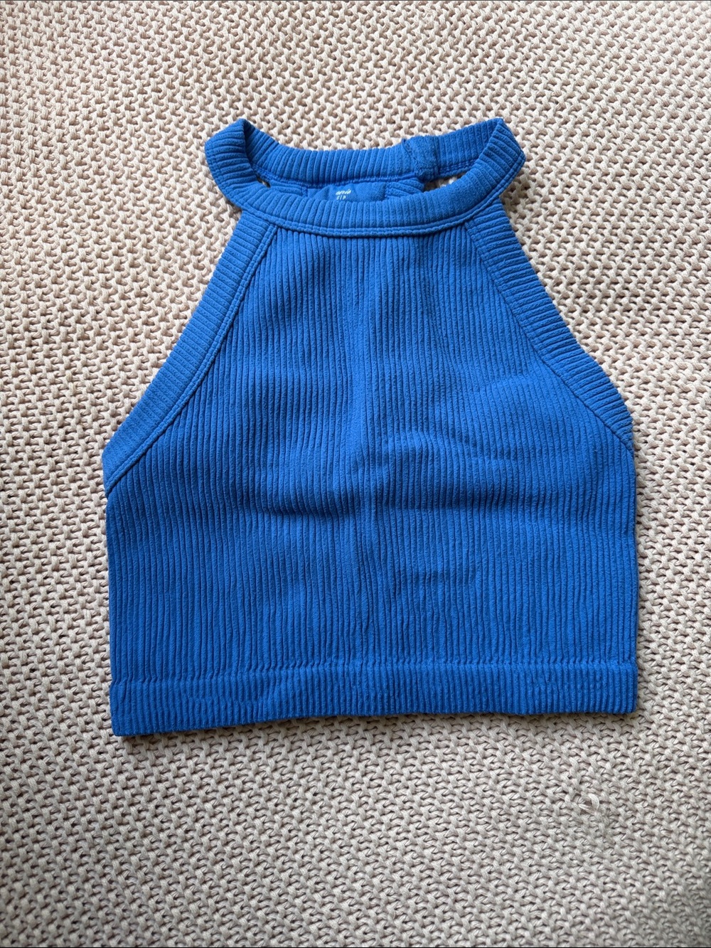 aerie Cobalt Blue Ribbed Crop Halter